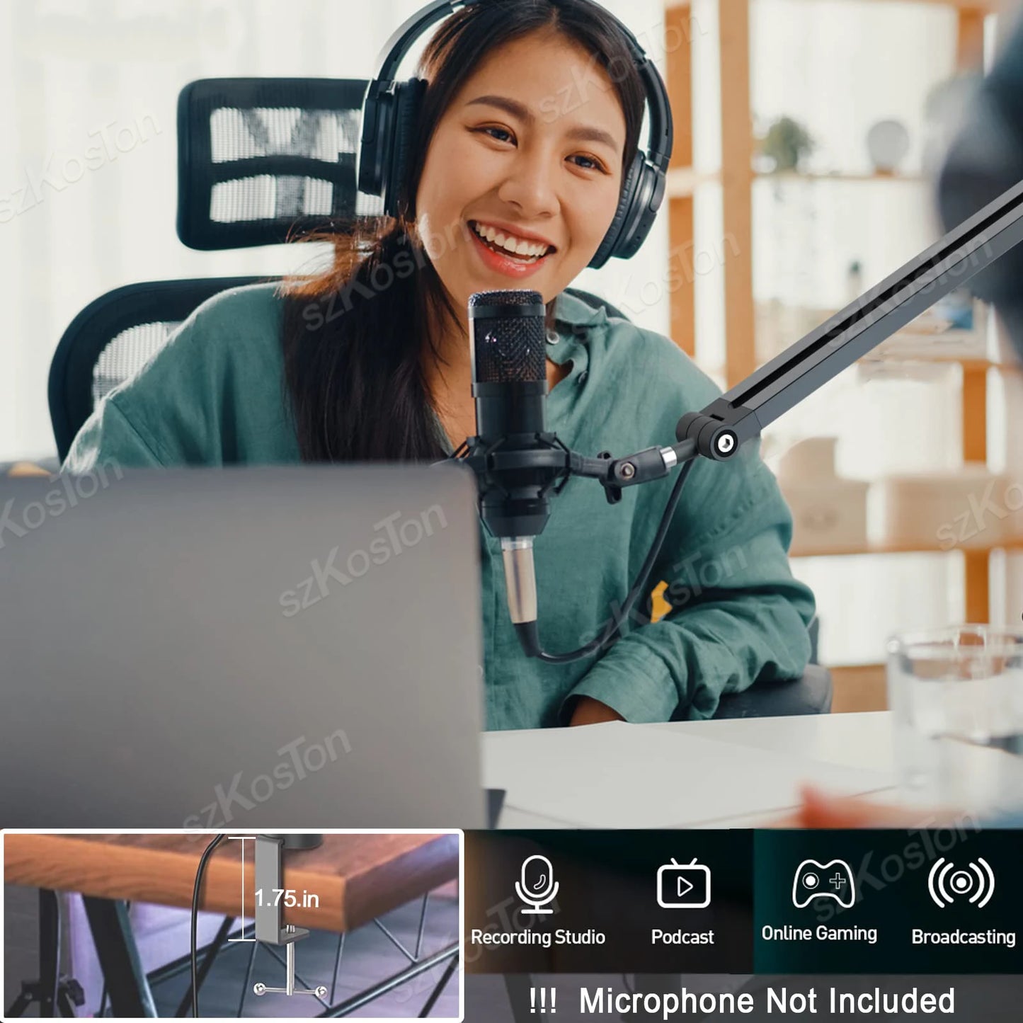 "Professional Adjustable Boom Arm Stand - Streaming Microphone Mount - Content Creator Studio Equipment - 1ndigo.co"